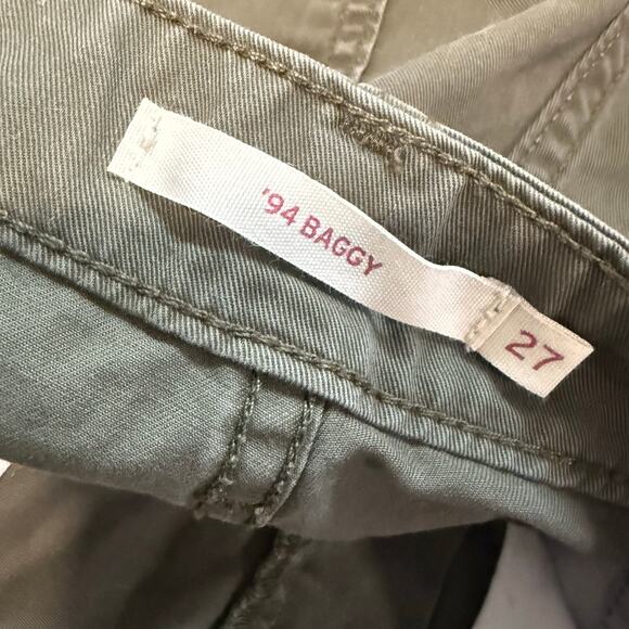 Levi's 94' Baggy Pants Wide Leg Cargo Relaxed Fit Cotton Green 27 - Picture 8 of 10